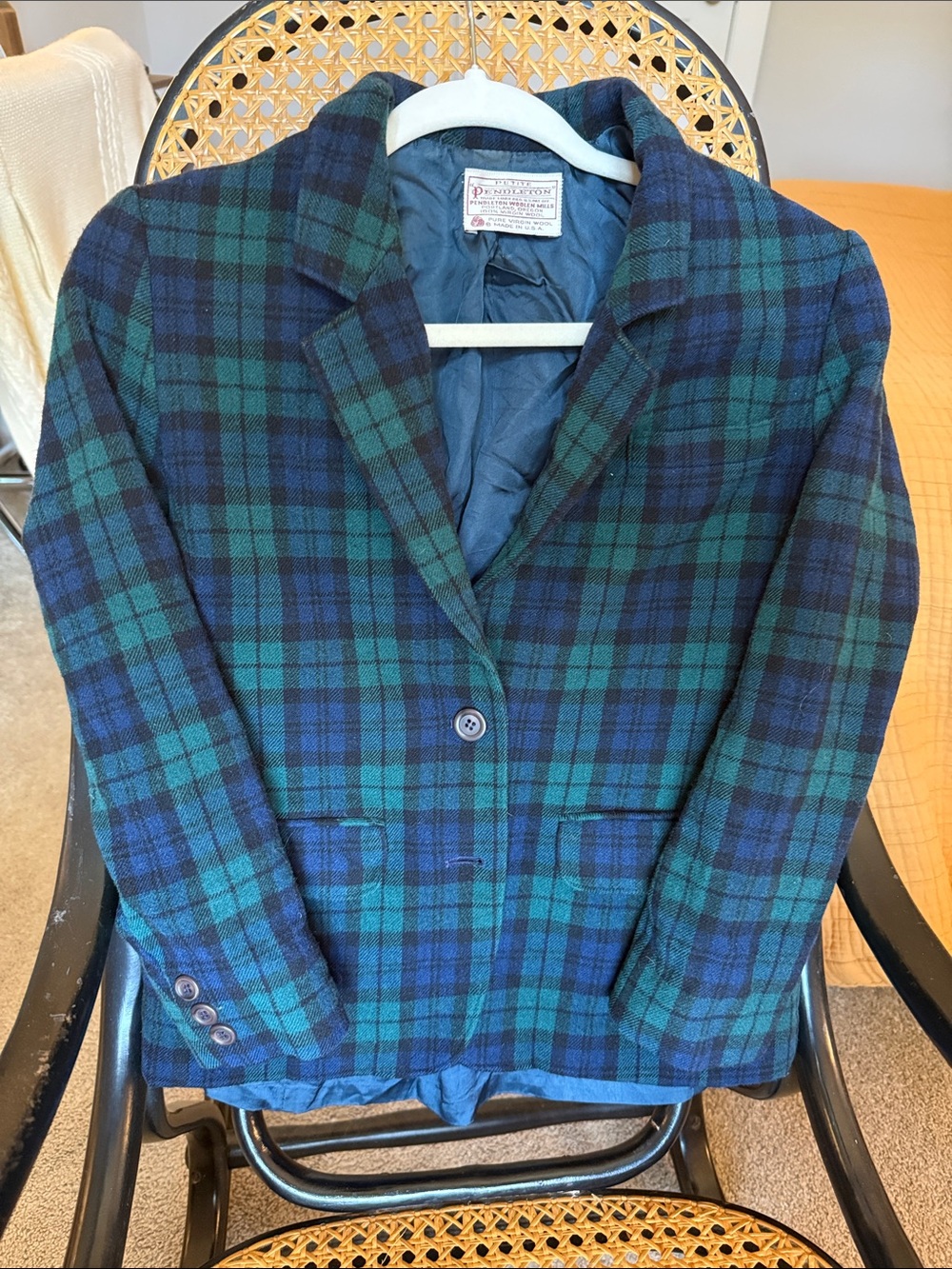 Pendleton Blackwatch Plaid Wool Blazer in Green and Blue